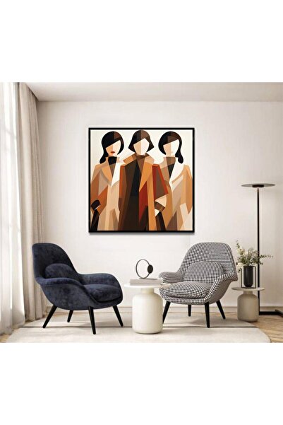 SND لوحة قماشة بتصميم امرآة مع برواز أسود مجوف