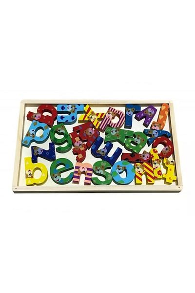 dalip Puzzle educational pentru copii cu alfabet, cutie de depozitare de lemn, Multicolor