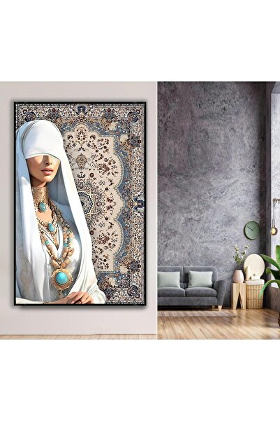 SND لوحة قماشية بتصميم فتاة مع برواز أسود مجوف