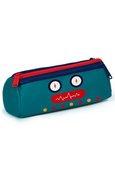 Coral High Kids Navy Blue Civit Robot Patterned Three Compartment Pencil Bag 22324
