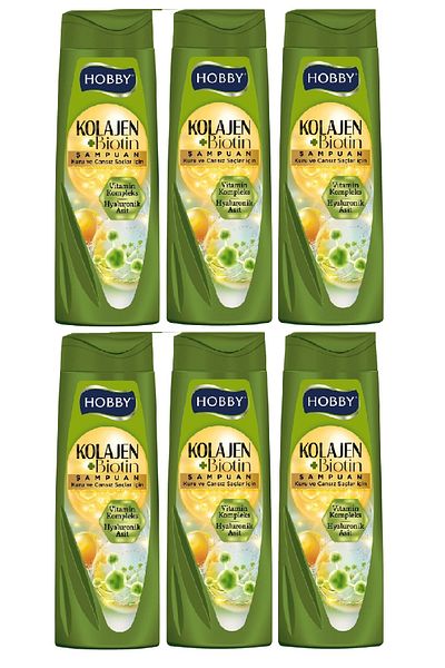 Hobby Shampoo Keratin Caffeine Dry and Lifeless Hair Hyaluronic Acid 480 ml X 6 Pcs