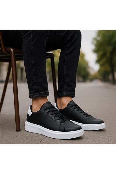 homiro Men's Black White Sole Lace-Up Sneaker Sports Shoes