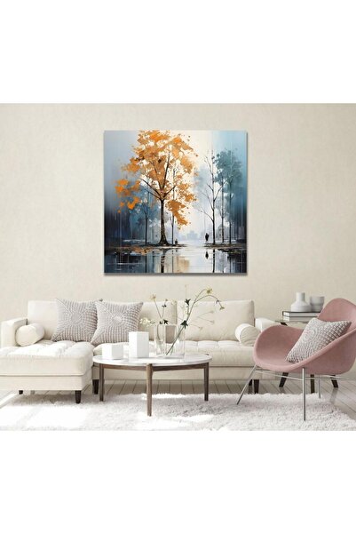 4gdran لوحة قماشة بتصميم طبيعة مع برواز خشبي مخفي