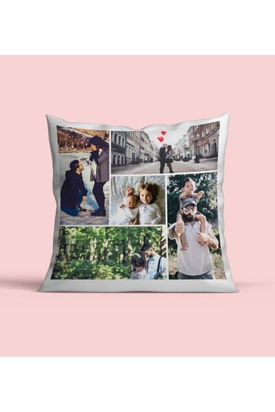 Sevilla Kişiye Özel 5 Fotoğraflı Kolaj Yastık 1.Kalite Kadife Süet Ve İçi Boncuk Elyaf