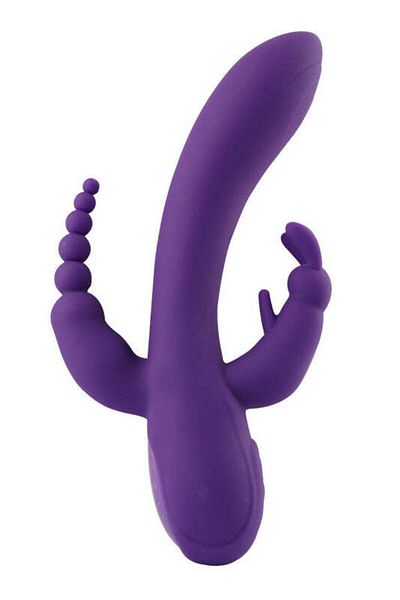WildFashion Jucarie sexuala triplua, model IEPURAS, pentru stimulare dubla, TOY318-11