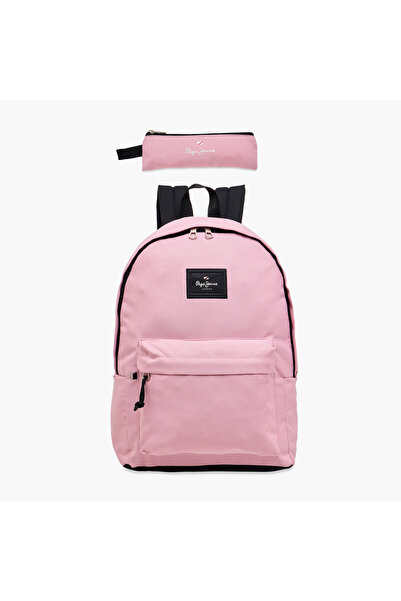 Pepe Jeans Solid Backpack with Adjustable Strap and Pencil Pouch - 33x44x21 cms