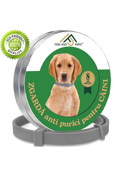Fish & Paws Zgarda Fish & Paws ®, anti purici pentru caini, reglabila si respirabila Set 1 buc/2 buc.