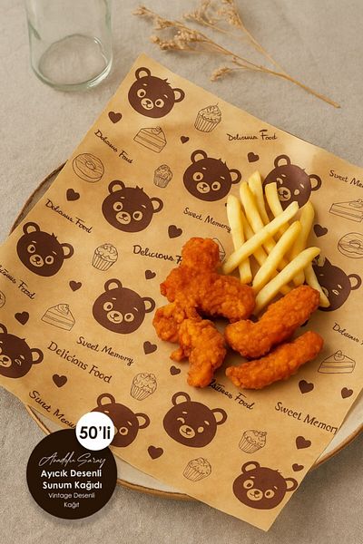 Anadolu Saray ورق منقوش عتيق مطبوع عليه دمية دب ذاتية الصنع |   50 ورقة عرض منقوشة