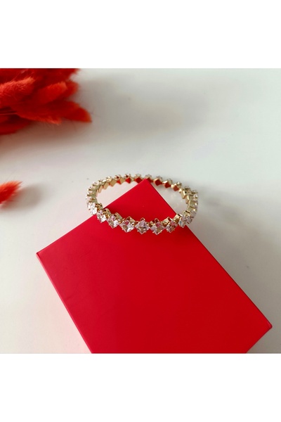 Kudi Sıralı taş detaylı esnek kadın bilekliği
