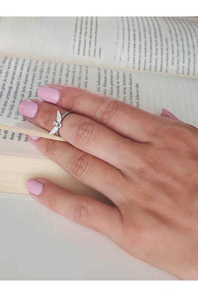 Eva Takı Store خاتم وينج ملاك سوليتير موديل مفصلية وغضروف عظمي قابل للتعديل ب...