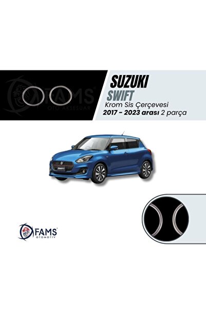 FAMS OTO AKSESUAR Suzuki Swift 2017-2023 Krom Sis Çerçevesi 2 Parça Paslanmaz Çelik