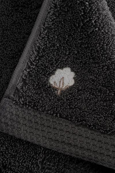 Ecocotton Pure Cotton Anthracite Butterfly Border 100% Organic Cotton Set of 2 Face Towels - 50*90 cm