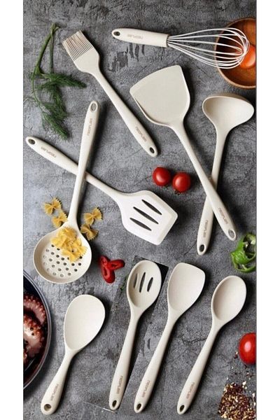 NEOFLAM Silicone Beige 10 Piece Cooking Service Set