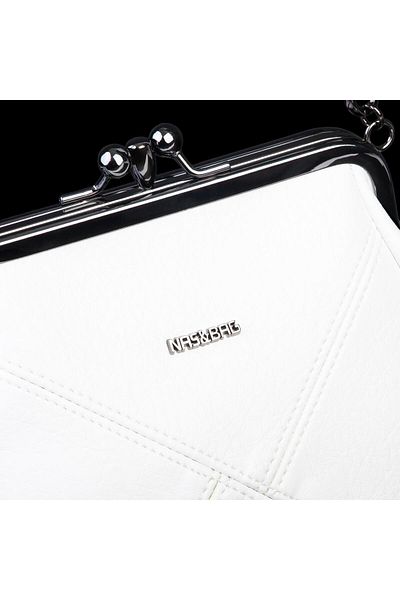 Nas Bag Geantă de umăr și crossbody pentru femei Mini Vintage Scholarship Clip-on White Victorian (20x17 cm)