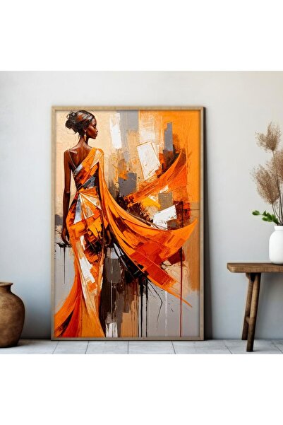 SND لوحة قماشية بتصميم امرأة مع برواز شامبين مجوف