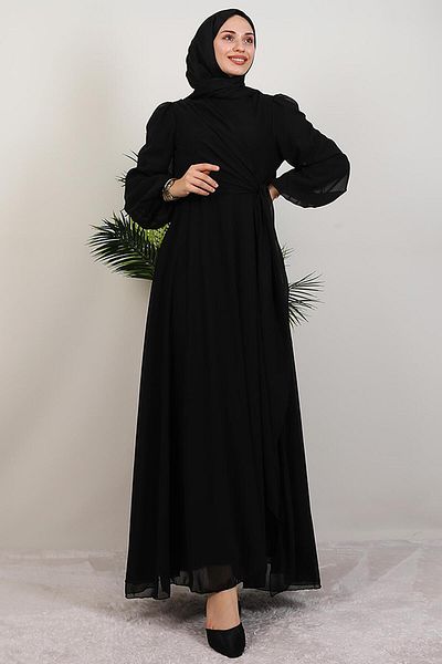 GİYZAMİLA Perry Chiffon Dress Black