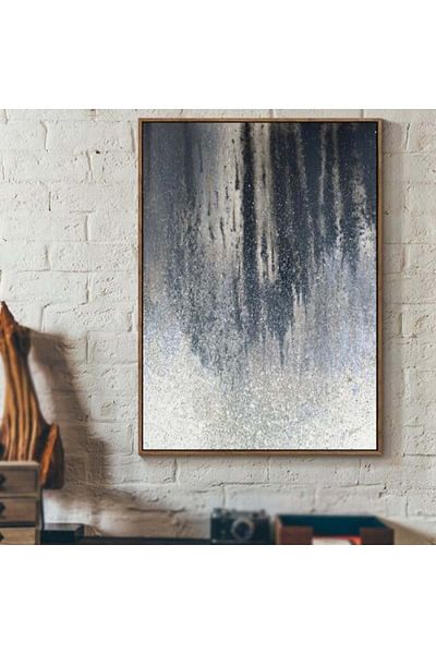 4gdran Abstract canvas painting with a hollow brown frame