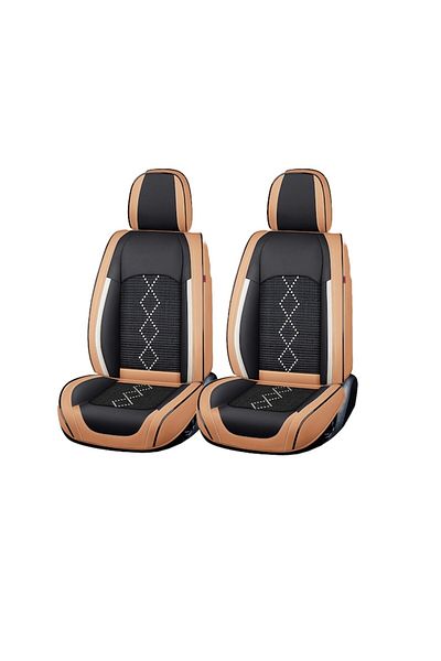 Primlife Huse Auto Premium 5 Locuri Carguard Deluxe Piele Ecologica Perforata si Textil Maro Caramel