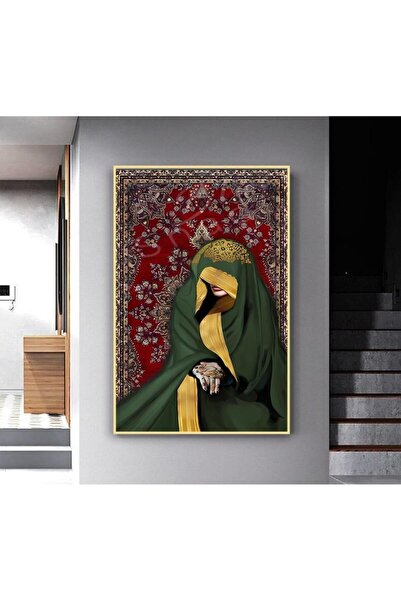 SND لوحة جدارية قماشية بتصميم فتاة عربية مع برواز ذهبي مجوف