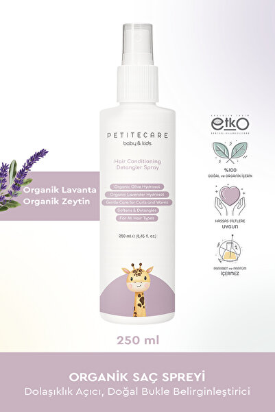 PETITECARE baby&kids Organik Çocuk Saç Spreyi, Dolaşıklık Açıcı, Bukle Belirg...