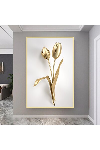 4gdran لوحة قماشية بتصميم مودرن مع برواز ذهبي مجوف