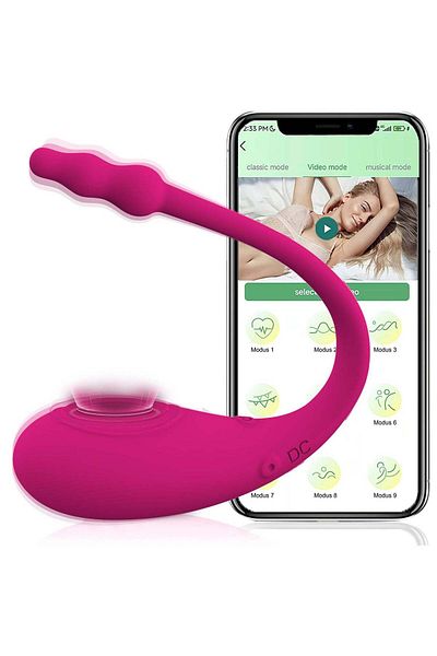 WildFashion Jucarie sexuala smart tip Ou cu stimulare dubla, conectare cu Aplicatie Mobila, TOY335-11