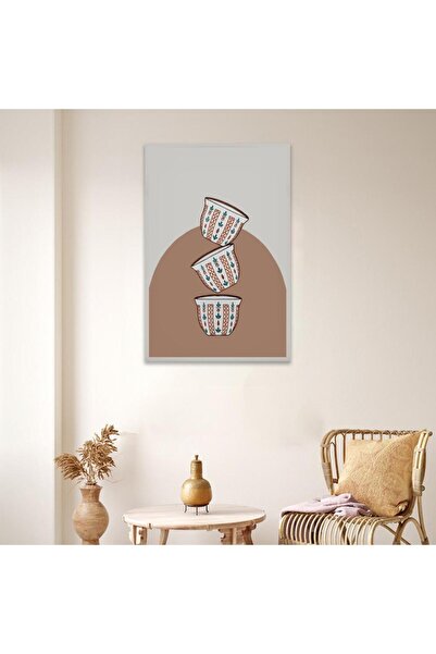 SND لوحة قماشية بتصميم الفن النجدي مع برواز فضي مجوف