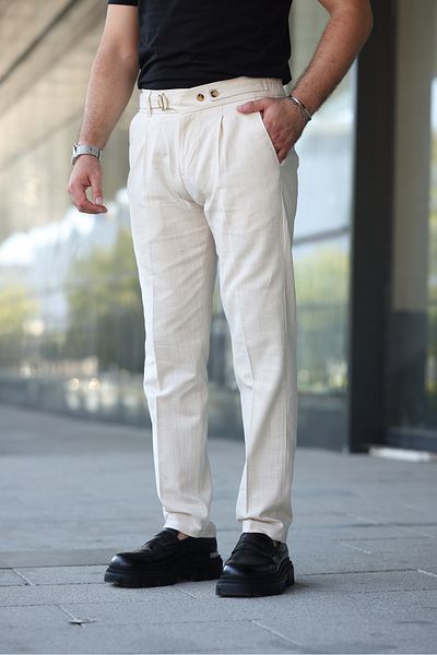 BASEL.CO Design Italian Model Linen Trousers