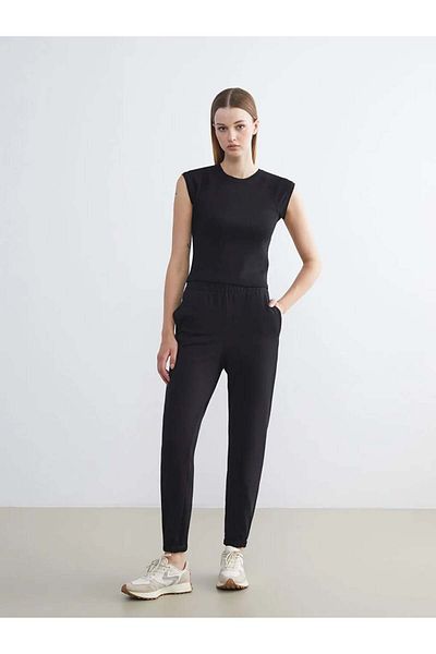 LC Waikiki Pantaloni de sport pentru femei LCW Vision Black cu talie elastică