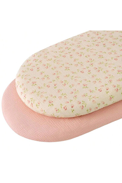 Choice غطاء سرير أطفال حديثي الولادة مطبوع عليه زهور وردية، قطعتين، قابل للته...