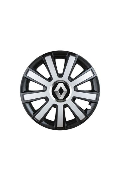 Autohelix MSA Set de 4 capace de jantă Flash Grey-Negru R16 pentru gama de mașini Renault