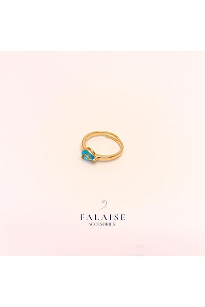 Falaise Accessories DAMLA SINGLE STONE ADJUSTABLE RING - BLUE