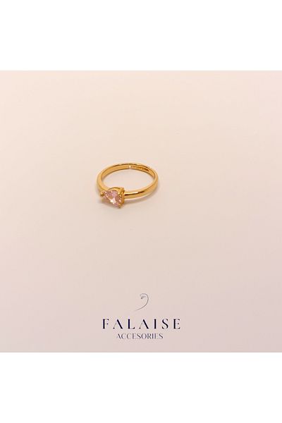 Falaise Accessories DAMLA SINGLE STONE ADJUSTABLE RING - PINK
