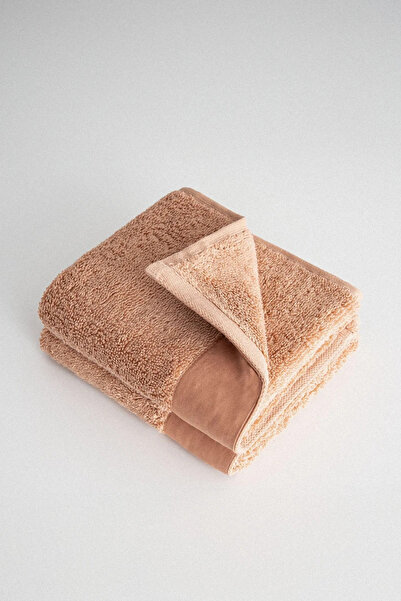 Ecocotton Pure Cotton Brown Cloth Border 100% Organic Cotton Set of 2 Hand Towels - 30*50 cm