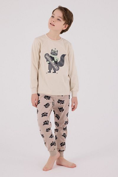Rolypoly Boy's Beige Pajama Set