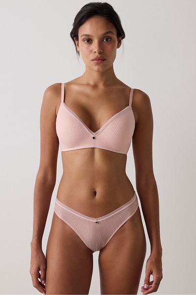 Penti Light Dusty Rose Striped Underwire Removable Covered T-Shirt Bra