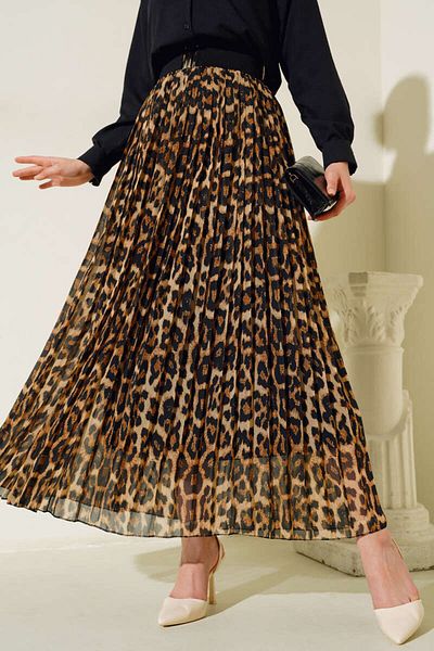 NiLi FUSTA PILEAȚĂ CU MOLURI LEOPARD