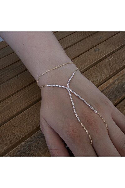 STAİNLES Su yolu Zirkon Taşlı Gold Şahmeran