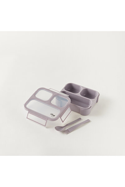 Citron Sectioned Lunch Box with Fork and Spoon