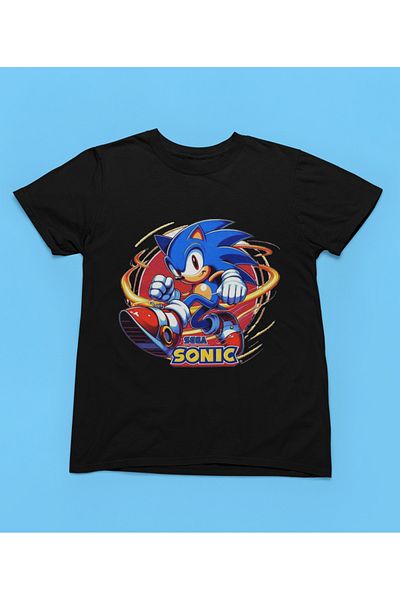 MAGORS Tricou pentru copii cu imprimeu SONIC Style-X, 100% BUMBAC, NEGRU, ALB, ROȘU, GALBEN
