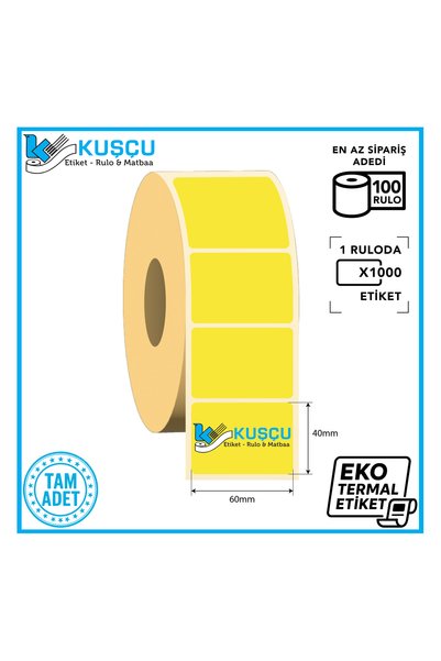 KUŞÇU RULO 100 قطعة 40 مللي متر × 60 مللي متر 1000 قطعة ملصق حراري صديق للبيئ...