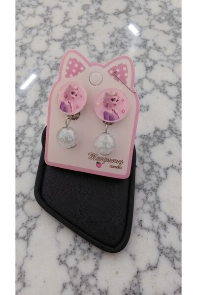 FAMEMUS ACCESSORY أقراط ديزني برينسيس بمشبك مزينة بخرز لامع من الداخل