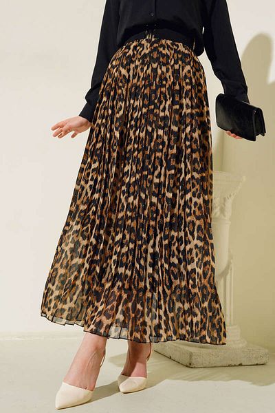 NiLi FUSTA PILEAȚĂ CU MOLURI LEOPARD