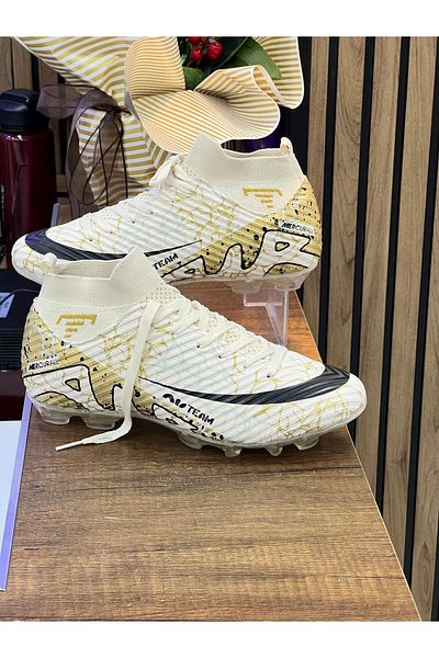 homiro Vinnex Sports Crampon Shoes with Lycra Socks-Beige Gold