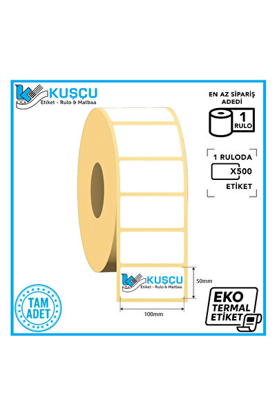 KUŞÇU RULO 1 bucăți 50 mm x 100 mm 500 bucăți etichete termice ecologice