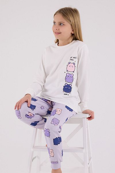 Rolypoly طقم بيجامة بناتي أبيض