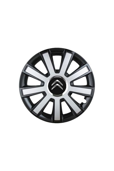 Autohelix MSA Set de 4 capace de jantă Flash Grey-Negru R16 pentru gama auto Citroen
