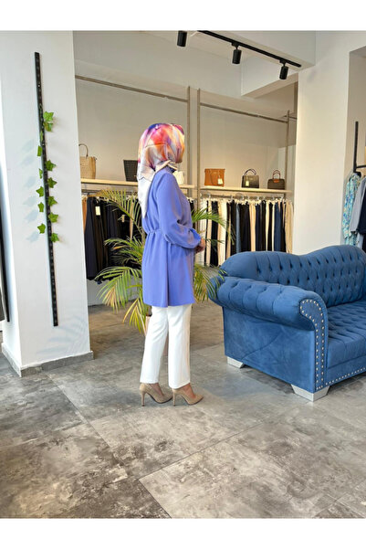 Zühre Women's Collar and Sleeve Detailed Violet Tunic B-0129