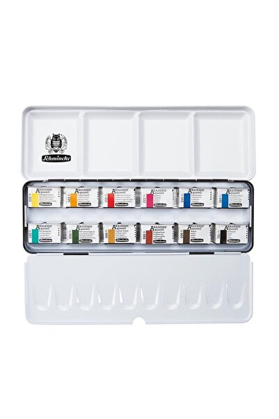 Schmincke Akademie Aquarell Taş Tablet Sulu Boya Seti Tam Tablet 12 Renk Meta...