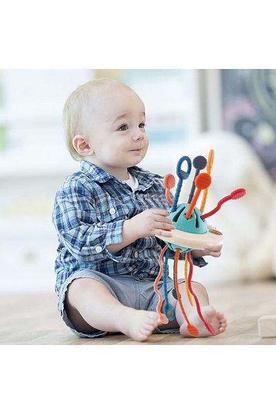 QuTek Jucarie Montessori pentru bebe si copii mici, pentru abilitati motrice, 21x12 cm,